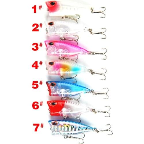 7PCS/40mm 3.3g Topwater popper fishing bait lures cheap fishing popper lures saltwater