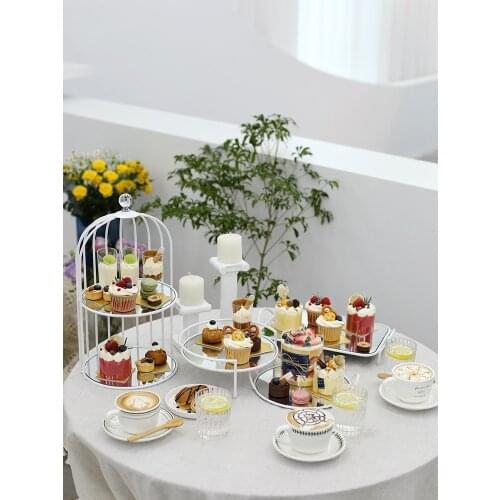White Metal Cake Cupcake Display Stands Sets for Wedding Restaurant Tableware Candy Snacks Dessert Holder Tray Baking Plates