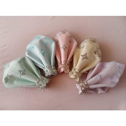 Free shipping! 1 Lot (6 pieces) Polyester/Cotton Blending Embroidered Table Napkin Hotels Napkin Western Multipurpose Napkin