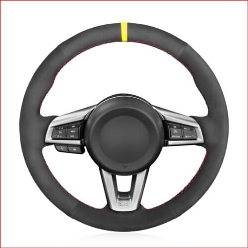 Black Suede Hand Sew Comfortable Soft Steering Wheel Cover for Mazda MX-5 MX5 2016 2017 2018 2019 2020