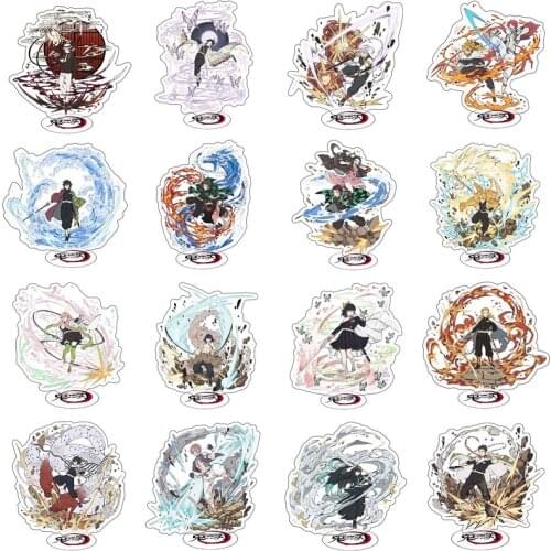 2021 Hot Anime Demon Slayer Kimetsu No Yaiba Tanjirou Nezuko Special Effects Model Acrylic Desk Stand Figure Rengoku Model Gift