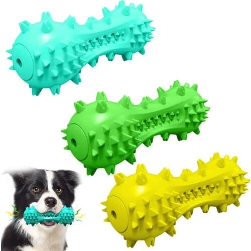 Dog Toys for Aggressive Chewers Large Breed Squeak Chew Toy Indestructible Non-Toxic TPR Molar Stick Multiple Colors