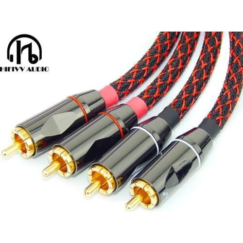 Hi end amplifier Cable RCA wire 4N OFC Gold plating on pure copper 2RCA Male to Male Audio line for PC MP3 CD DVD player AMP