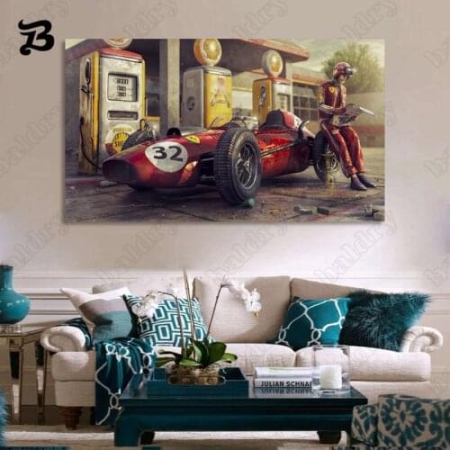 Canvas Painting Car Vintage Car Poster Ferraris Classic Racing Wall Art Pictures Movie Art for Living Room Vintage Home Decor