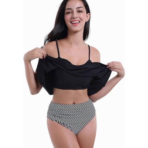 Swimsuit Teenage Size Tank High Waist Bikini Sets Women Sexy Ruffles Bikinis Two Pieces Swimsuits Teenagers 2021 Swimming Suit