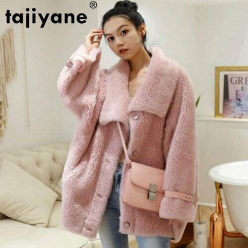 Autumn Coat Winter Women Clothes 2021 Korean Vintage 100% Wool Jacket Streetwear Tops Sheep Shearling Fur Suede Lining ZT3078