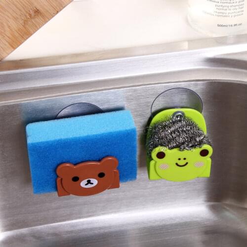 Cartoon Dish Cloth Sponge Holder With Suction Cup Home Decor Dinning Room Toilet Sink Scrubbers Soap Storage Holder Rack