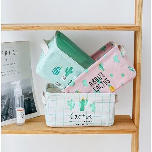 Desktop Storage Basket Foldable Sundries Underwear Toy Storage Box Cosmetic Organizer Stationery Bag Container 23x16x12cm