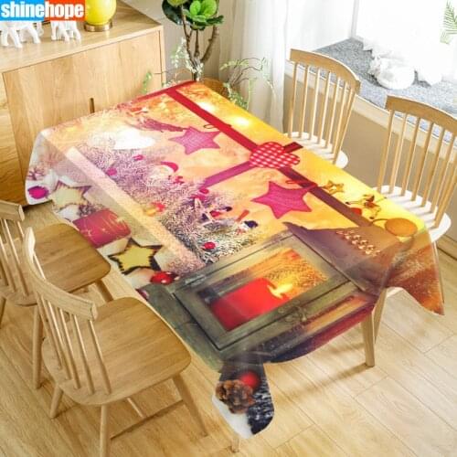 New Arrival Custom Christmas Table Cloth Holiday Party Waterproof Oxford Fabric Rectangular Tablecloth Home Party Tablecloth