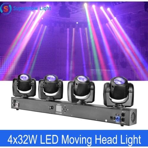 New 4 Heads Moving Head Light Individual Control 4*32W RGBW 4in1 LED DMX DJ Stage Disco Light
