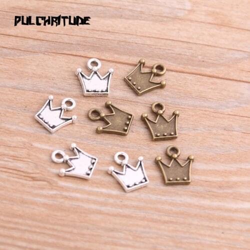 40PCS 11*12mm New Product Two Color Mini Crown Charms Pendant Jewelry Metal Alloy Jewelry Marking