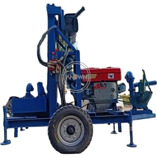 Water Drilling Machine Portable Drilling Rig 120M Borehole Drive Tabled Wheel Digging Hole Machine Diesel Hydraulic for sale