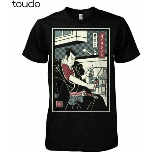 Plumber Samurai Funny Unisex Black T-Shirt S-3XL
