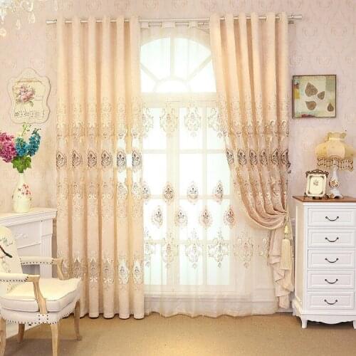 Modern European Style Curtain Chenille Hollow Embroidery Curtains for Living Dining Room Bedroom