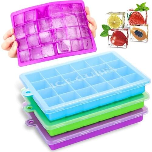 Silicone Ice Cube Tray 24/15 Grid Square Ice Ball Mold with Flexible Release Ice Cube Maker Bar Kitchen Tools Form for Ice