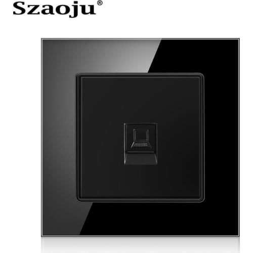 Szaoju Luxury Silver-Plated TV Coaxial Socket t crystal Tempered Glass Panel Antenna/ Network/Telephone Wall-Mounted Panel Socke