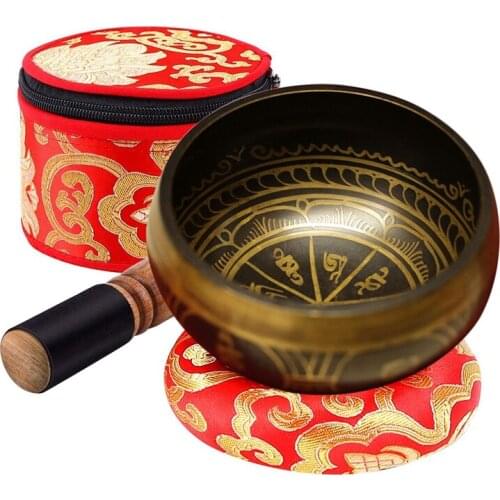 Tibetan Singing Bowls 4 Set with Dual End Striker&Cushion Handcrafted for Meditation Healing and Mindfulness