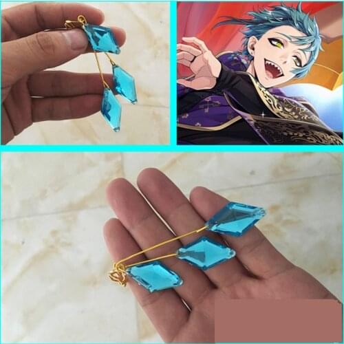 Twisted Wonderland Cosplay Earring Jade/Floyd Blue Acrylic Earring Pendant Women Girls Fancy Earrings Halloween Props Gifts