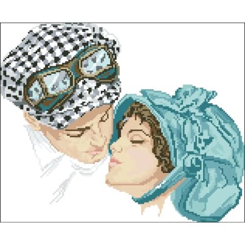 Top Quality Cute Lovely Counted Cross Stitch Kit Kissing couple Lovers Boy and girl kiss lady and men