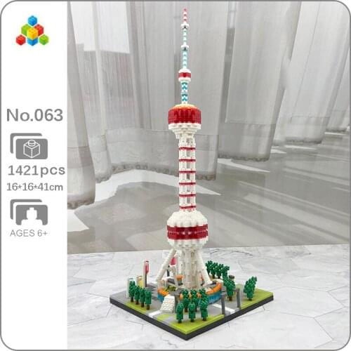 YZ 063 World Architecture Shanghai Oriental Pearl Radio TV Tower DIY Mini Diamond Blocks Bricks Building Toy for Chindren no Box