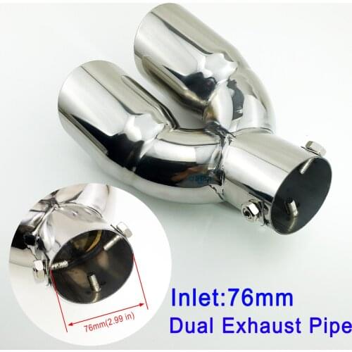 Vehicle Rear Muffler Tip Tailpipe Accessories 76mm 3 inch Inlet Universal Auto Tail Pipe Exhaust Dual Outlet Silencer Cover Part
