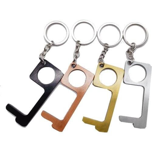 Gold No touch Door Opener Key Chain Portable Elevator Tool Door Handle Keychains Door Opener