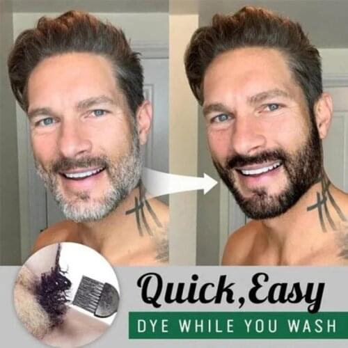 1 PC Men Beard Blackening Shampoo 5 Minutes Qiuck Dye Mustache Coloring Conditioner Long Lasting Men Beard Care Treatments