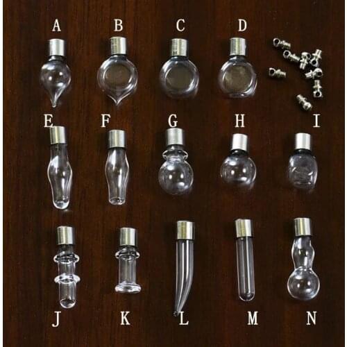 20pcs SCREW CAP Glass Vial Pendant name on rice art mini glass wishing bottle vial jars necklace perfume oil pendant craft gifts