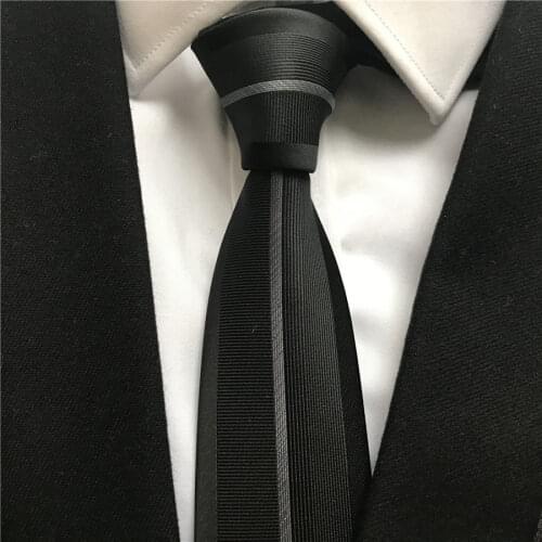2021 Mens Ties Jacquard Woven Neck Tie Gentlemen High Craft Panel Neckties Gravata Black with Silver Vertical Stripe