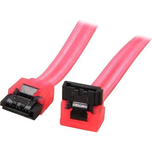 24inch 180 to 90 degree 6Gb/s SATA3 Serial ATA DATA cable w/ latch for PC SATA 3.0 SATAIII 6Gbps HDD Hard Drive Disk/ SSD-UV Red