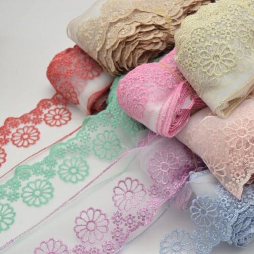 29yards Bridal Lace Trimming Embroidered Trim Ribbon Gold Wedding Floral Edging 3"