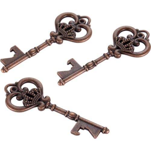 3Pcs Zinc Alloy Portable Retro Key Shape Bottle Opener for Wedding Party Favor Guest Gift Rustic Kitchen Bar Useful Tool 82*32mm