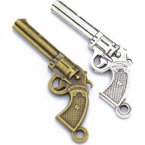 3pcs/lot 55x25mm Zinc Alloy Antique Silver/Antique Bronze Gun Charms Pendants For Jewelry Making
