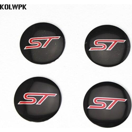 4pcs 56.5mm Car Styling Accessories Emblem Badge Sticker Wheel Hub Caps Centre Cover ST RACING for FORD Focus 2 Focus 3 FIESTA