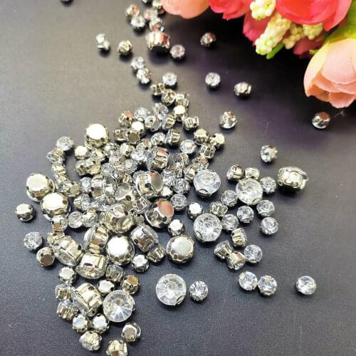 50pcs 5mm/8mm clear white glass crystal sliver base sew on rhinestones diy apparel accessories