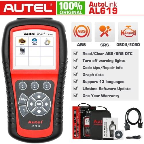Autel Autolink AL619 OBD2 Scanner Car Diagnostic Tool Engine,ABS,SRS Auto Car Code Reader OBD 2 Automotive Diagnostic Tool