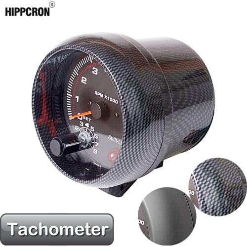 Car Gauge 3.75 Inch 95mm Tachometer for White Color LED Car Meter 12V Auto Gauge [Carbon Fiber or Black Color] TAC 0-8000 RPM