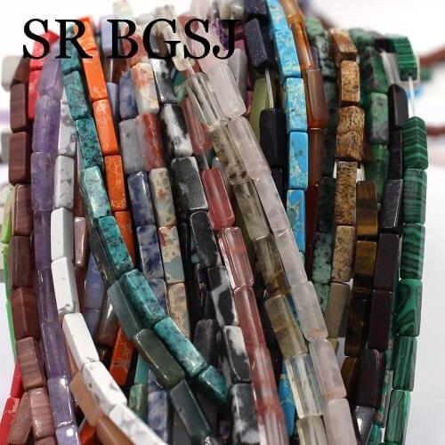 Free Shipping 4x14mm Jewelry diy Keshi Rectangle Jaspers Jades Gems Stone Beads Strand 15"