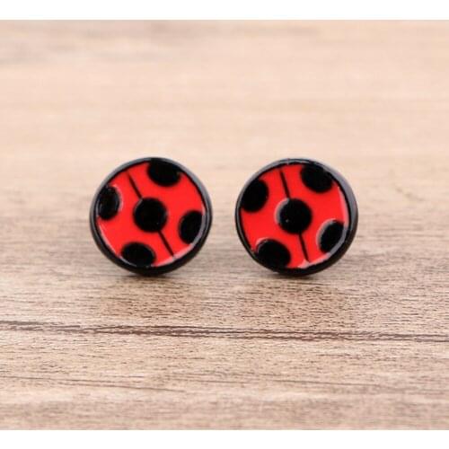 BG1386 Cartoon Anime Insect Earrings Cosplay Black Dot Stud Earrings for Woman Girls Children Korean Fashion Jewelry Party Gifts