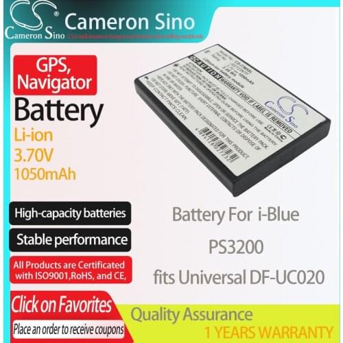 CameronSino Battery for i-Blue PS3200 fits Universal DF-UC020 GPS,Navigator battery 1050mAh 3.70V Li-ion Black