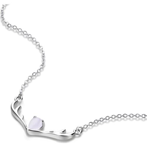 Simple Solid 925 Sterling Silver Arborization Pendant Necklace Antlers pendant 100% silver chains Women Jewelry Christmas Gift