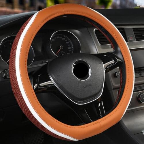 D series Micro Fiber Leather + Ice silk Car Steering Wheels Covers 38CM/15'' Steering Wheel Hubs For VW GOLF 7 2015 POLO JATTA