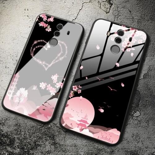 Tempered Glass Case For Huawei Y5p Y6p Y7a Y7p Y8p Y8s Y9s Y5 Lite Y6 Prime Y7 Pro Y9 Prime Shockproof Cover Tulips Flower Case