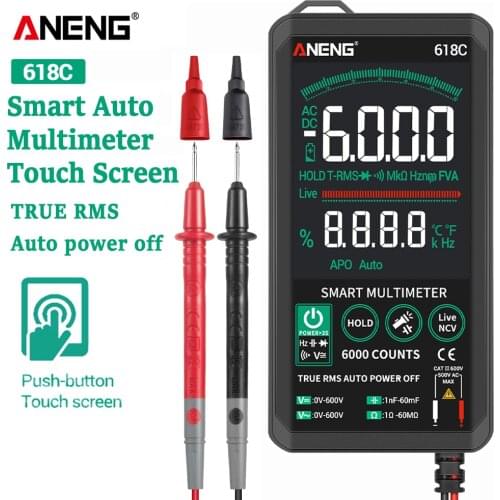 ANENG 618C Digital Multimeter Smart Touch DC Analog Bar True RMS Auto Tester Professional Transistor Capacitor NCV Testers Meter