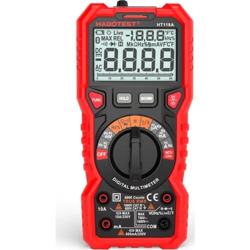 HABOTEST HT118A Digital Multimeter Auto Range Multi-meter 6000 Counts True RMS Measuring Voltage Current Resistance Capacitance
