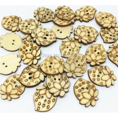 1000pcs 15x18mm Wood Strawberry Buttons Sewing With 2 Holes Natural Embellishments Scrapbooking Crafts