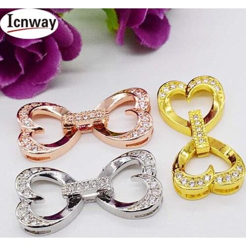 Rhinestone inlay Gold&silver Plated clasp 1.4*2.8cm For DIY bracelet necklace Free shipping wholesale