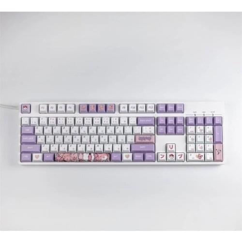 Fat Butyl Purple White Keycaps PBTT Dye Sublimation Cherry Profile Mechanical Keyboard Keycaps For MX Switch GH60 GK61 GK64