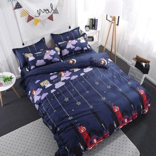 3/4pcs AB Double side Bedding Set Adult Kids Duvet Cover Pillowcase Flat Bed Sheet Girl Boy Bedclothes Cartoon bedding Set