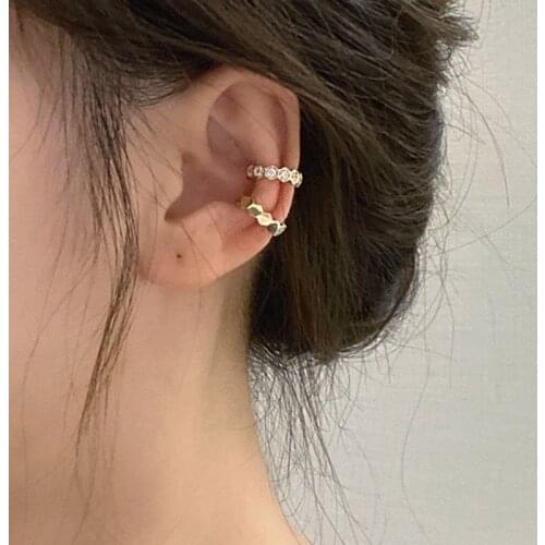 Korean Fashion Gold Silver Color Geometric Letter C Earcuff Fake Piercing Earrings Non Pierced Earclip Faux Earrings for Women